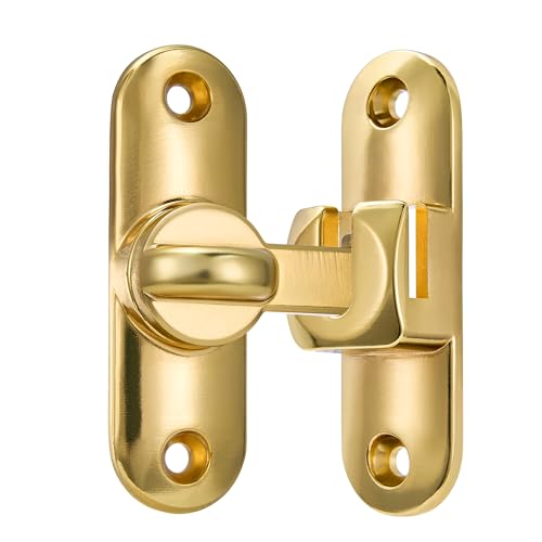 Image of INIRET 2 Packs Gold Barn Door Latches,90 /180 Degree Gate Lock,Flip Gate Latches Hardware,Zinc Alloy Right Angle Door Lock Latch,Door Security Sliding Door Latch Lock for Cabinets,Bathroom