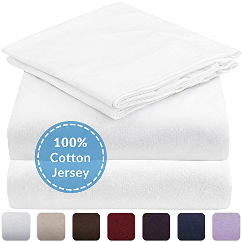 Mellanni Queen Jersey Sheet Set - 4 pc Luxury 100% Cotton Bed Sheets