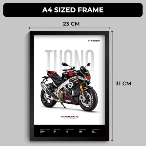 Image of Aprilia Tuono V4 Poster | Superbike Aprilia Tuono V4 Framed Poster | Framed Matt Superbike | Bike Posters A3 Size (31 x 23 cm) | Motorrad Bikes Posters for Wall, Home, Bedroom, Living room decoration (F 199)