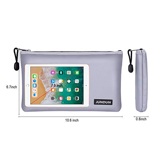 JUNDUN Fireproof Money Bag, 10.6"x6.7" Fireproof and Waterproof Cash Bag with Zipper Closure,Fireproof Safe Storage Envelope for Document,Passport,Jewelry - Thumbnail 3