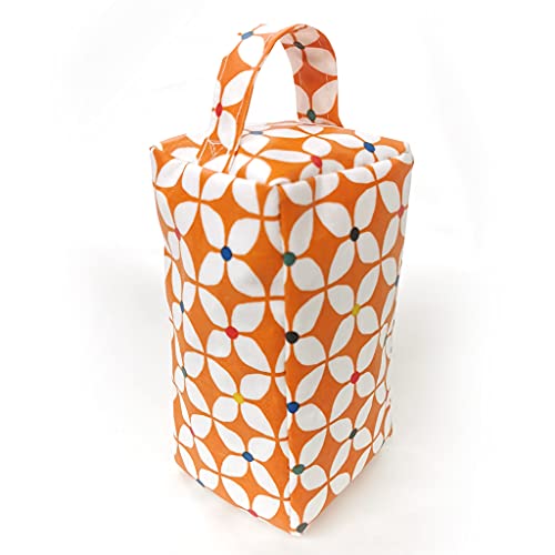 Fabric Door Stop, Tall Decorative Oilcloth Door Stopper for Outdoor, Indoor, Patio, Kitchen, Bedroom Use - 20cm/8in Tall Fabric Door Stop - Unfilled (Burnt Orange Scandi Marguerite)