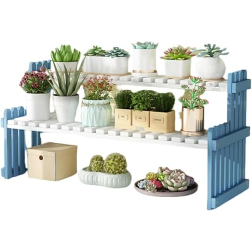 Vlwm フラワースタンド、ガーデンスタンド、天然竹製、2層、幅27 cm/37 cm/47 cm/57 cm、フラワースタンド、植木鉢スタンド、鉢植え、植木鉢スタンド、ガーデニングスタンド、植物スタンド、盆栽スタンド、多肉植物、フラワースタンド、植物スタ