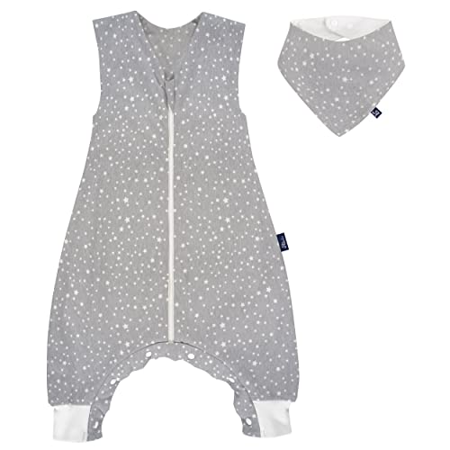 Alvi Saco de dormir de verano con pies/Sleep-Overall Light/Jumper + pañuelo para el cuello – cielo estrellado – Talla 90 cm