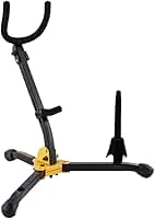 Hercules Suporte para Saxofone Alto Tenor e Flauta DS532BB | de Chão, Dobrável, Regulagem de Altura, Espuma Protetora, e Bag de Transporte, para Palco Estúdio Igreja