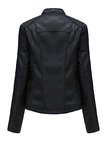 Women's Faux Leather Jacket Varsity Moto Biker Bomber Jackets Casual Lightweight Outerwear Short Coats3