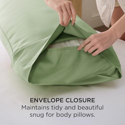 Bedsure Body Pillow Cover, Cooling Body Pillow Pillowcase for Hot Sleepers, Rayon Derived from Bamboo, Breathable & Silky Soft Long Pillow Case Cover with Envelope Closure, Sage Green, 20x54 Inches
