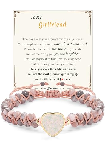 Image of Gifts for Daughter Granddaughter, To My Mom Grandma Wife Girlfriend Sister Jasper Heart Bracelets Birthday Graduation Anniversary Christmas Stocking Stuffers Valentines Mothers Day Jewelry