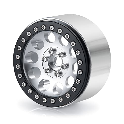 Runup 2.2 Beadlock Felgen, verlängerte Metall-Radnabe für 1/10 Axial Wraith 90048 RR10 SCX10 TRX4 TRX6 Upgrade-Teile (Silber)