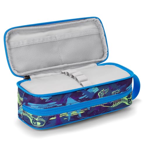 Image of Choco Mocha Boys Pencil Case for Kids, Soft Large Zipper Pencil Pouch for Boys with 2 Compartments Boy Pencil Case for School Dinosaur Pencil Bag, Navy Blue