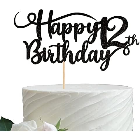 Xsstarmi 1 Pack Happy 12th Birthday Cake Topper Glitter Twelve Number 12 Years Old Birthday Cake Pick Decoration for 12th Birthday Celebrating Anniversary Party Supplies Black Cover