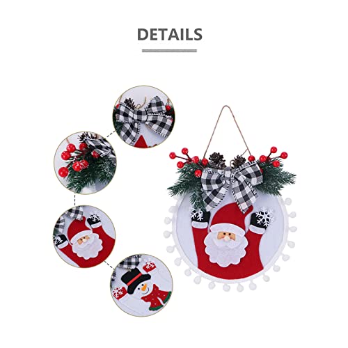 Santa Claus Christmas Ornaments, 13.4 Inch Christmas Tree Ornaments Hanging Santa Claus Pine Cone Pine Needle Berry Bow Snowflake Decorations Fabric Christmas Ornaments #TOP4