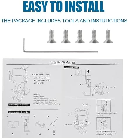 Miniatura 9 de Game Controller Holder - 360 Rotating Controller Headphone Holder,Clamp On Desk Organizer,Headset & Desk Mounts,3 in 1,