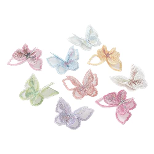 Colorful Butterfly Lace Patches, Double Layer Organza Butterfly Applique Patches For Wedding Bride Hair Accessories Dress Curtain (9 Colors) #TOP30