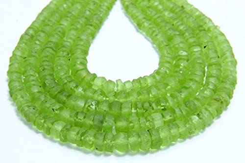Péridot véritable LKBEADS rondelles mates 5mm-3mm de qualité supérieure pour joaillerie