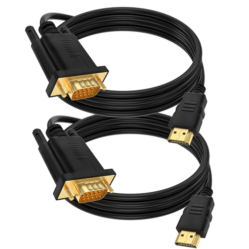HDMI to VGA Cable 3.3 Feet, HDMI to VGA Adapter (Male to Male) 1080P HD Video Cord Compatible for Computer, Desktop, Laptop, PC, Monitor, Projector, HDTV and More (NOT Bidirectional, 1M) (2PACK)
