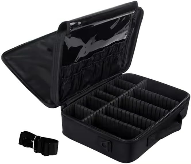 Large Capacity Makeup Case 3 Layers Cosmetic Organizer Brush bag Makeup Train Case Makeup Artist Box for Hair Curler Hair Straightener Brush Set and Cosmetics