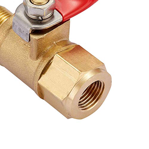 Minimprover Heavy Duty Brass 2 Pcs Inline Mini Ball Valve Shut Off Switch, 1/8" Npt Female X 1/8 Inch Npt Female Pipe Fittings, 180 Degree Operation Handle, Rated To 600 Wog For Tank Drain #TOP4