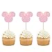 Gyufise 36 Stück Minnie Maus inspirierte Cupcake-Topper mit rosa Schleife Rose Gold Glitzer Mini Cupcake Picks Dekorationen für Babyparty, Hochzeit, Kindergeburtstag Party Supplies