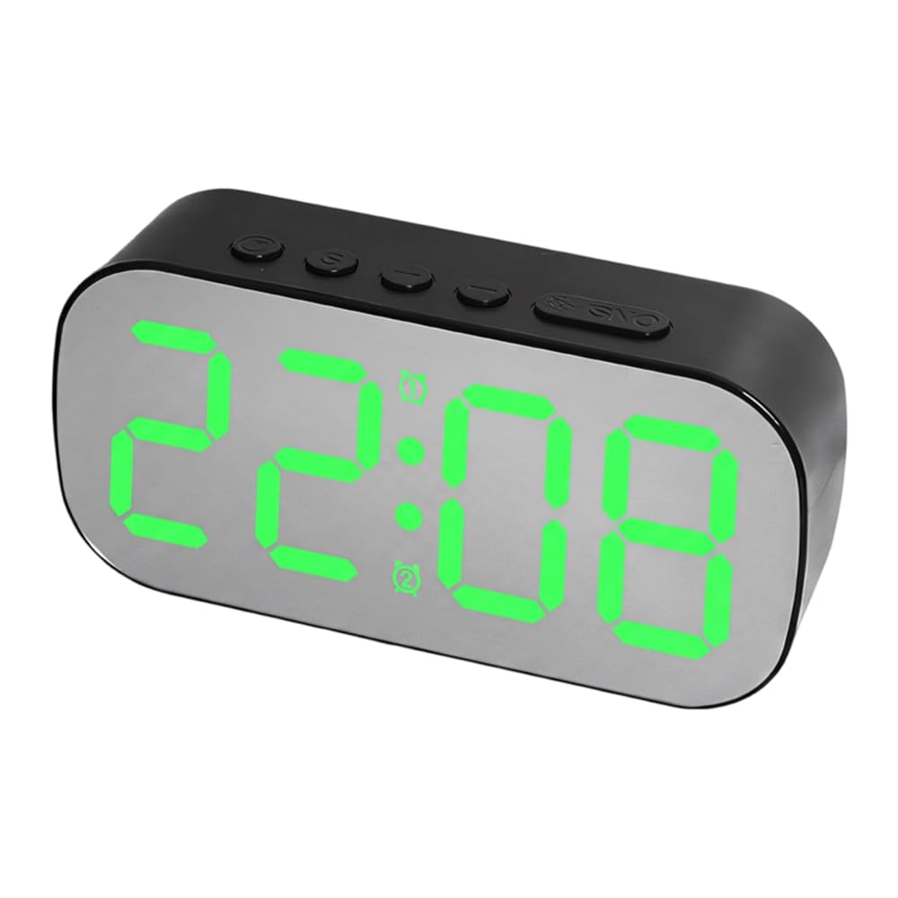 DONGKER LED Digital Display Electronic Clock, Brightness Adjustable Mirrored Alarm Clocks with Snooze Function Clock for Bedroom Office Living Room