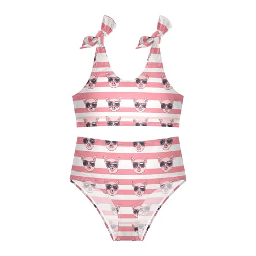 Wusikd Cute Piglets Girls Swimsuits Two Piece Pink Swimwear Bikini Set for for Girls Size 3T3
