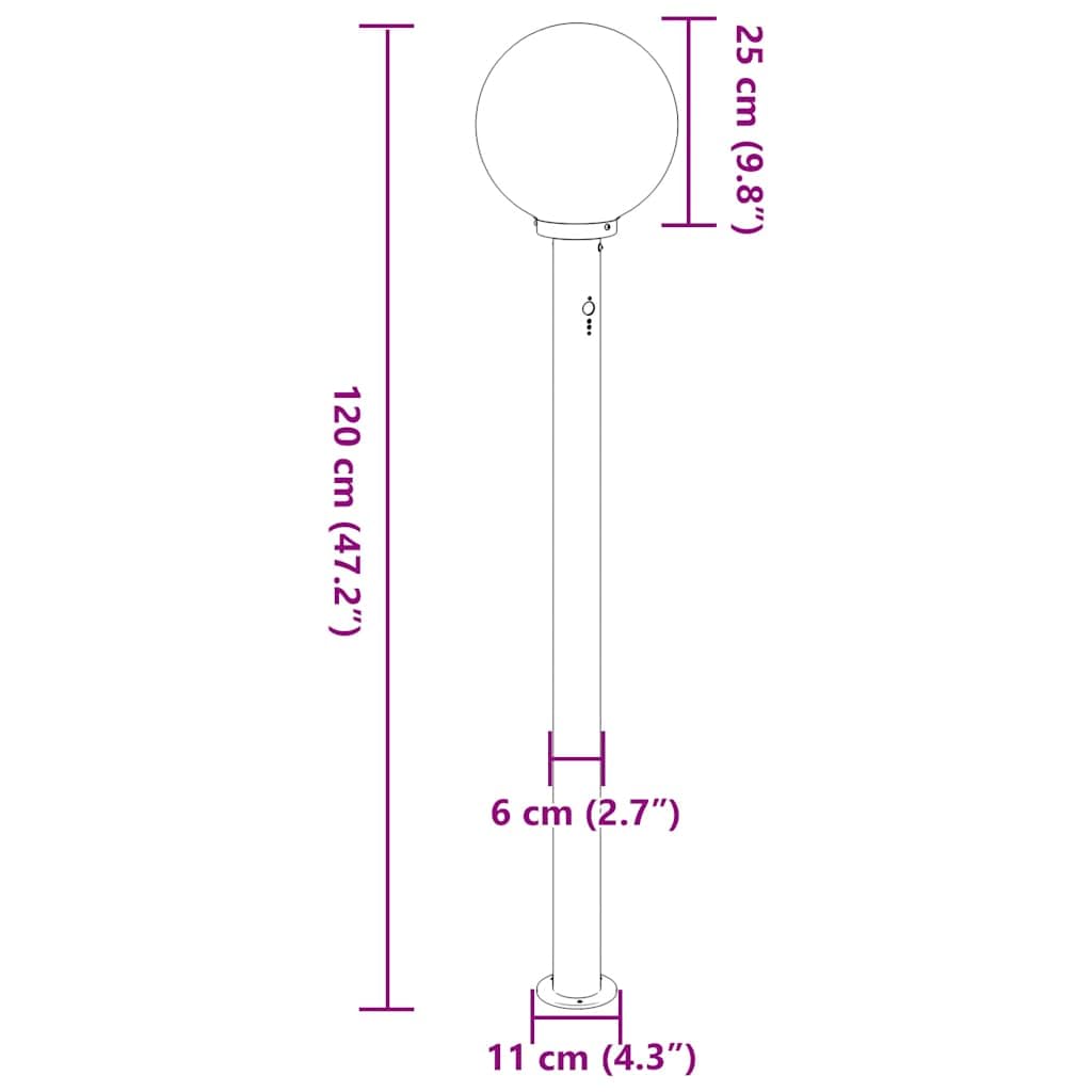 Lampada a colonna con sensore, 120 cm, nera, in acciaio inox, IP44, per esterni, con sensore di movimento PIR, angolo di rilevamento di 120° e diffusore per giardino, terrazza, illuminazione
