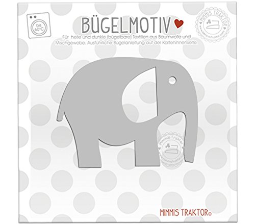 Bügelbild Reflektor Elefant 9,5 cm x 7,4 cm SILBER Aufbügler Applikationen Bügelsticker für Stoffe Textilien Kinder zum Aufbügeln Flicken