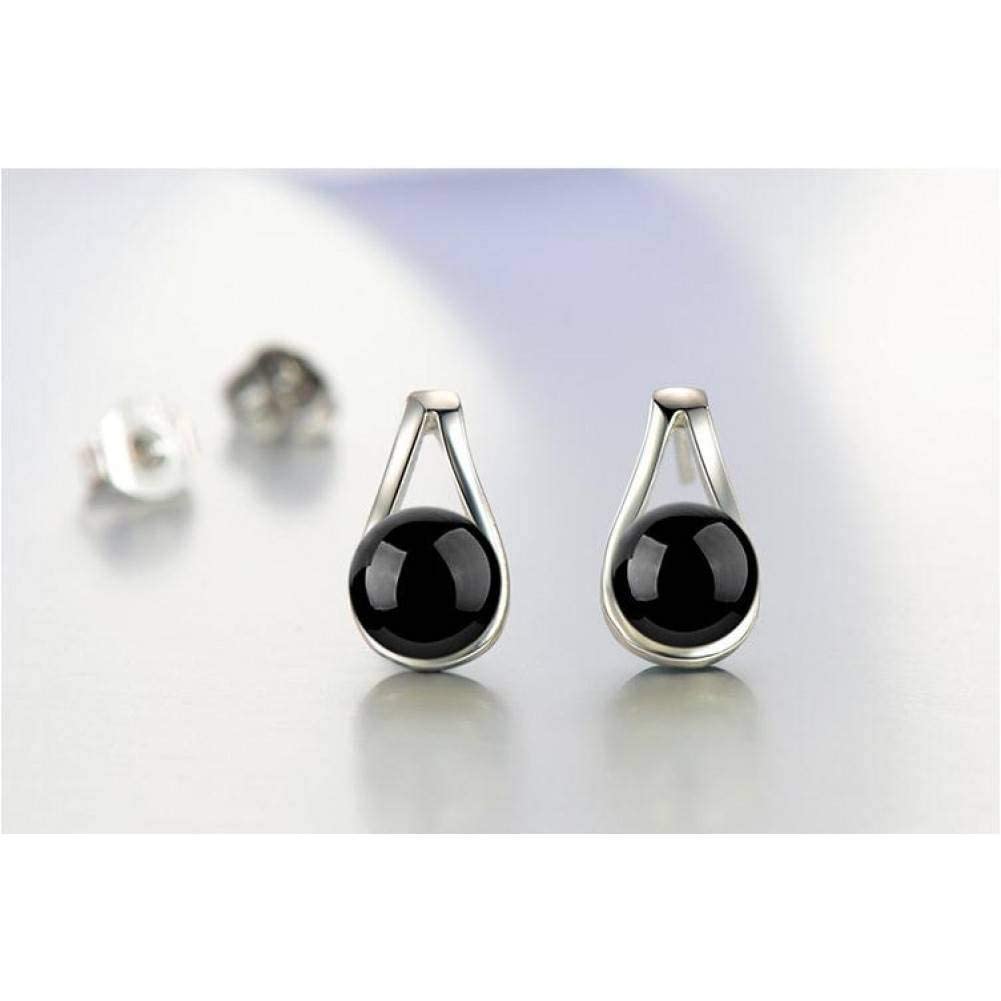 Orecchini a Bottone, Eleganti Orecchini da Donna con Strass 925, Gioielli, Regalo di Compleanno Femminile per allergie/Nero