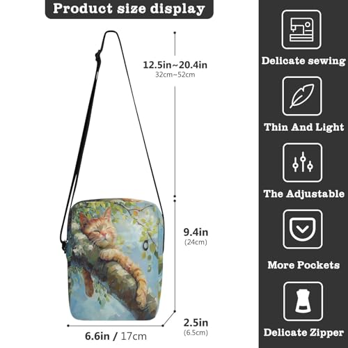 messenger bag cute Crossbody Bags For Women Cross Body Purse Adjustable Strap for work work - Cat on The Tree3