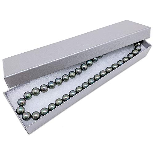 TheDisplayGuys 100-Pack #82 Cotton Filled Cardboard Paper Jewelry Box Gift Case - Pearl Gray (8 1/16" x 2 1/4" x 1 3/8")