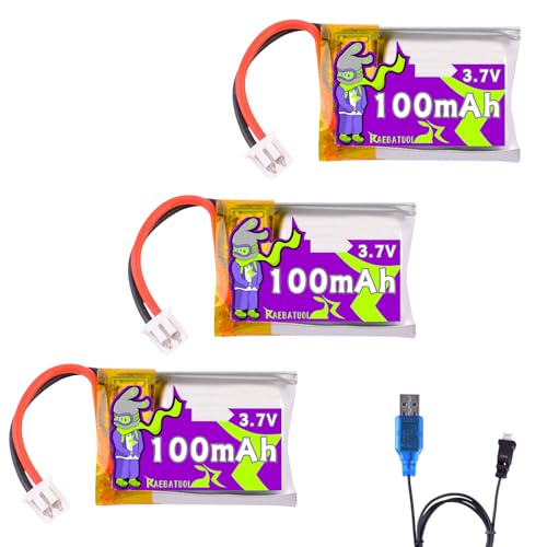 Raebatuol 3 Pcs 3.7V Mini PH1.25 Plug(White) LiPo Batteries, Fit