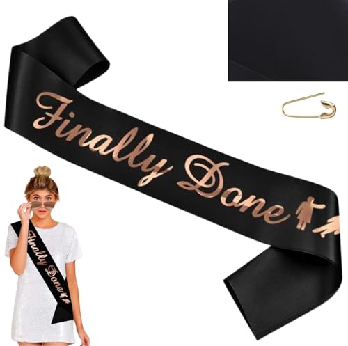 Finally Done Sash - Just Divorced Sash - Black Divorced Party Supplies Decorations for Finally Divorced, Newly Unwed, Single Women, Funny Divorce, Break Up Gift - Party Sash