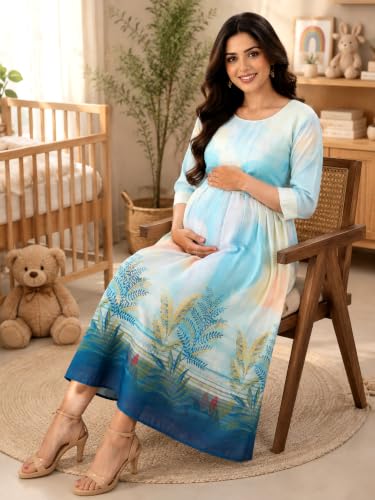Image of RITIJYA Zipless Feeding Kurta Dress for Women | Maternity Nursing Kurti, No-Zip Easy Access | Extra Pleats Pre to Post Pregnancy | Quick-Dry Fabric | S-4XL