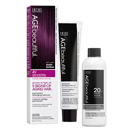 Image of AGE beautiful Permanent Hair Color Cream, 100% Gray Coverage Hair Dye with Biotin Anti-Aging Formula for Fuller, Thicker Hair, Professional Salon Quality