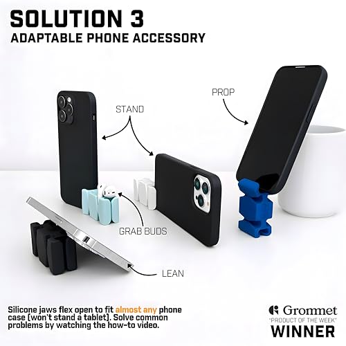 Image of CordBrick Silicone & Steel Weighted Cord Holder for Nightstand. Travel Phone Charger Organizer. Useful iPhone Accessory. Small Gift for Guys, College Students. Tech Gadget for Teens, Men. Black