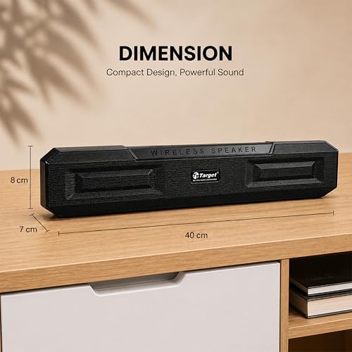 Image of Target TT-SBA-221 Wireless Bluetooth Soundbar, 20W, Black, with AUX, USB, FM Radio, MicroSD, TWS, Rechargeable Battery