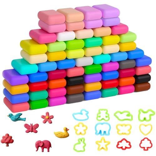 Argile Autodurcissante 48 Couleurs – Pâte à Modeler Légère Et Non Toxique Avec Accessoires – Kits Créatifs Enfants – Cadeau Anniversaire, École