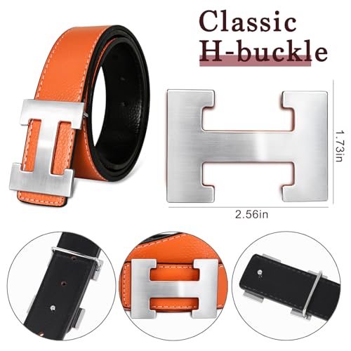 Image of Aurolran Men&Womens Leather Dress Belt Business Automatic Buckle Belt Color-Black Silver Gold