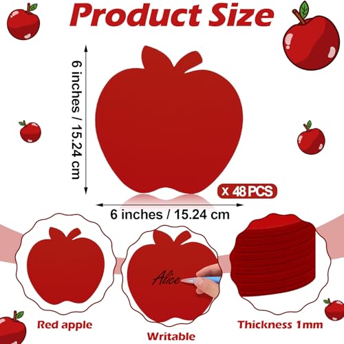 Image of Ireer 48 Pcs Foam Apple Cut Outs Red Apples Shapes Cutouts Bulletin Board Decoration Back to School Classroom Decor 6 Inch Foam Crafts for Teachers DIY Office School Chalkboard Wall Decor