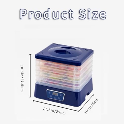 Adjustable Food Dehydrator with 5 Trays, Temperature Control & Timer - Home Freeze Dryer for Fruits, Vegetables, Jerky, Fish & Chicken - Perfect for Healthy Snacks