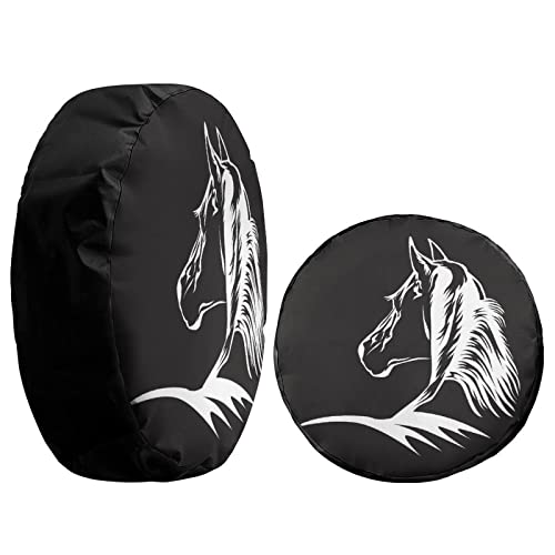 Image of Delerain Spare Tire Cover Black White Horse Wheel Covers Waterproof Dust-Proof UV Sun Universal Fit for RV Trailer RV SUV Truck and Many Vehicle (17 Inch for Diameter 31 inch-33 inch)