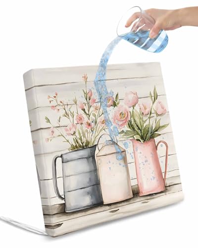 2 Pack Pink Spring Floral Waterproof Cushion Covers with Ties, Outdoor Patio Chaise Lounge Chair Seat Cushion Slip Covers Replacement(Only Cover) Vintage Modern Oil Painted Botanical 20