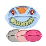 TOBBOMEY 食品グレードシリコン製キッズ格トレイ 耐落下ベビーライスホルダー 用仕切り皿 お手入れ簡単 食洗機対応 天ブルー 再利用可能