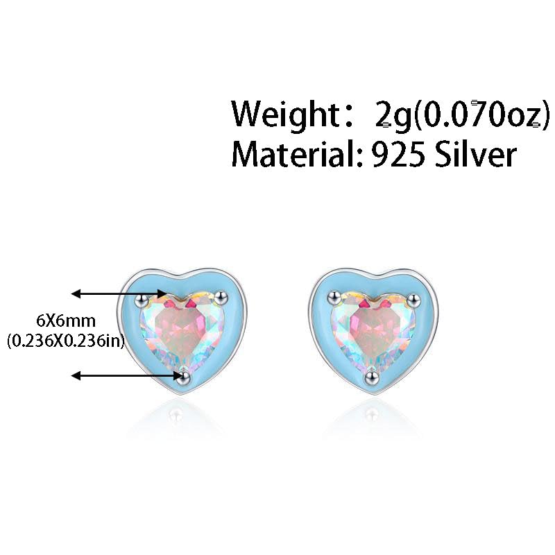 925 Sterling Silver Orecchini Donna Pale Blue Love Stud Orecchini Delicato Smalto Gioielli per Uso Quotidiano Un regalo per lei