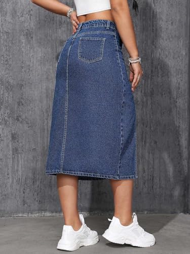 Image of GRECIILOOKS Denim Skirt for Women | Long Skirt for Women | Skirt for Women | Denim Skirt for Women Long | Pencil Skirt for Women