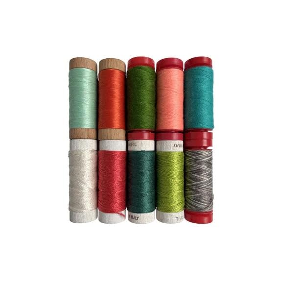 Moon Trees by Jo Avery - 10 bobinas pequeñas, 100% algodón egipcio, ideal para bordar a mano, acolchar, costura decorativa, fabricado en Italia