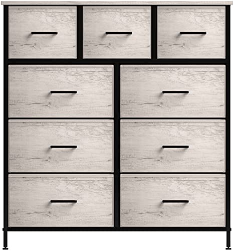 Sorbus Dresser With 9 Faux Wood Drawers - Storage Unit Organizer Chest For Clothes - Bedroom, Hallway, Living Room, Closet, & Dorm Furniture - Steel Frame, Wood Top, & Easy Pull Fabric Bins #TOP6