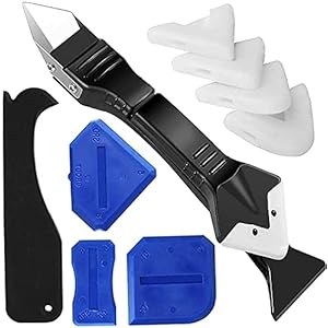 9 Stks Sealant Afwerking Tool, XCOZU Siliconen Tool Sealant Remover, Kitset Tool Kit Siliconen Smoothing Tool, 3 in 1 Siliconen Troffel Schraper met 4 Pads Sealant Grout Smoother voor Badkamer Keuken