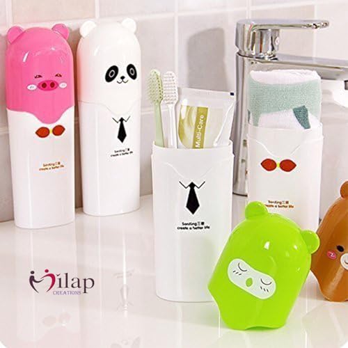 Image of Plastic Anti Bacterial Toothbrush & Toothpaste Holder for Travel Storage Holder Random Colour Pack 1