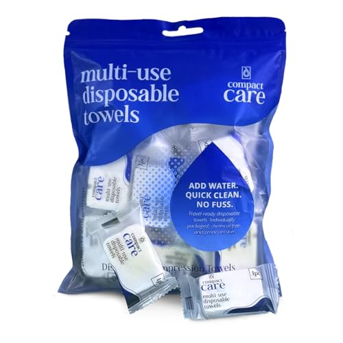 Compact Care Compressed Towels – Travel Towels for Cleaning, Camping,