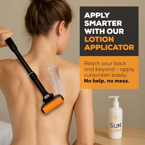 Image of EZPIK Lotion Applicator for Back, Extendable up to 23 inch - Curved Design Back Lotion Applicator for Elderly /Seniors with Limited Mobility, Lotion Stick & Sunscreen Applicator for Skin Cream, Oils & More
